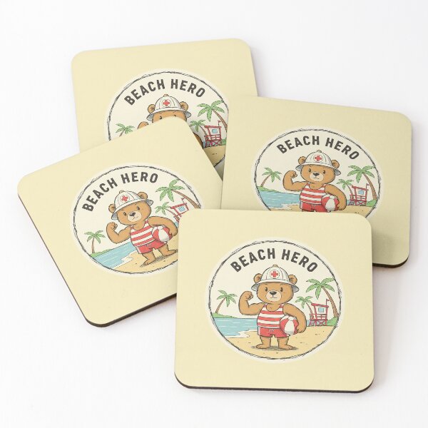 Item preview, Retro Lifeguard Bear Vintage 1960s Beach Cartoon Sticker designed and sold by VisualRotaStudio .