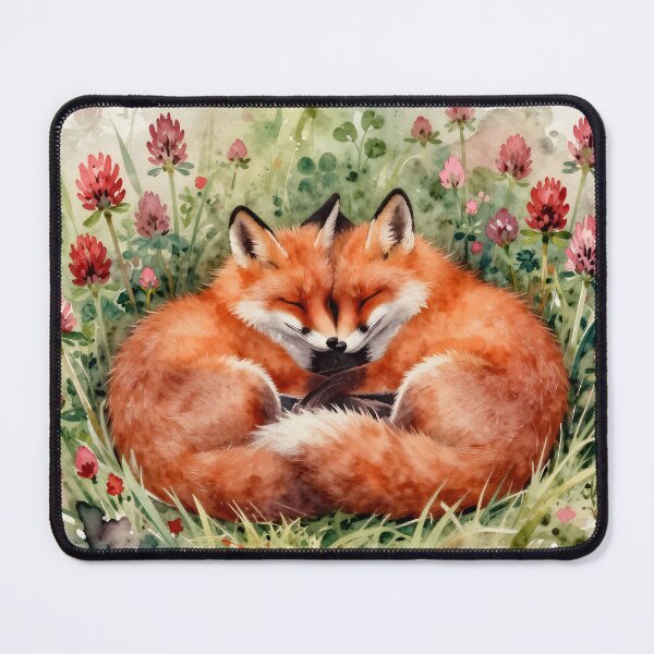 Item preview, Valentine's Day Love: Cuddling Foxes in Clover designed and sold by ACuriousshoppe.