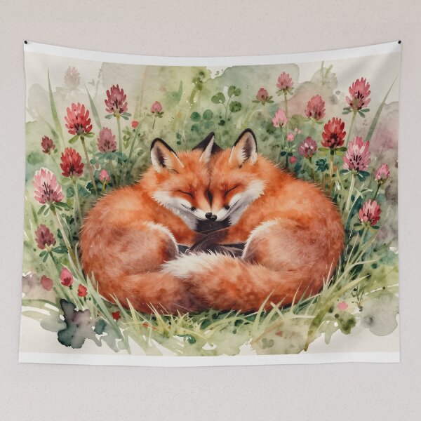 Item preview, Valentine's Day Love: Cuddling Foxes in Clover designed and sold by ACuriousshoppe.