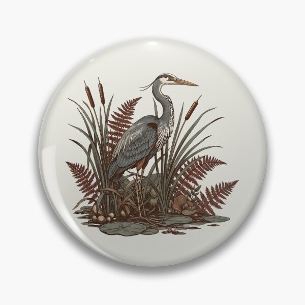 Item preview, Great Blue Heron in Quiet Marsh Reeds designed and sold by BirdsnStuff.