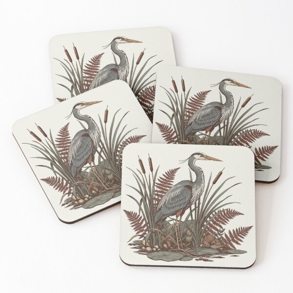 Item preview, Great Blue Heron in Quiet Marsh Reeds designed and sold by BirdsnStuff.