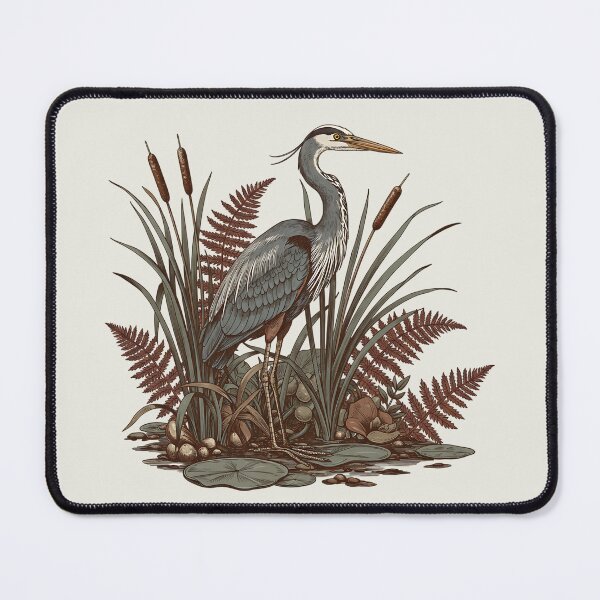 Item preview, Great Blue Heron in Quiet Marsh Reeds designed and sold by BirdsnStuff.