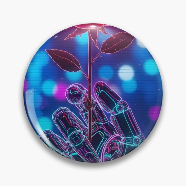 Item preview, Cyberpunk Romance - Neon Robot Hand Holding a Rose designed and sold by powersunlight.