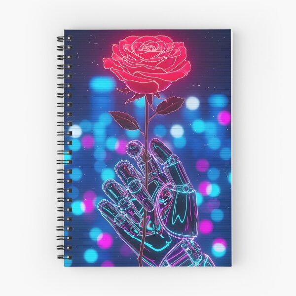 Item preview, Cyberpunk Romance - Neon Robot Hand Holding a Rose designed and sold by powersunlight.