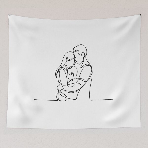 Item preview, Minimalist Family Line Art Hug – Family Day Love Illustration designed and sold by InspiredCreatives.