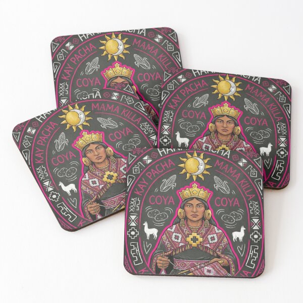 Item preview, Neon illustration of a Coya, an Inca woman weaver designed and sold by HANANTI.