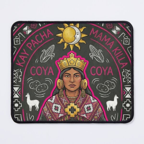 Item preview, Neon illustration of a Coya, an Inca woman weaver designed and sold by HANANTI.