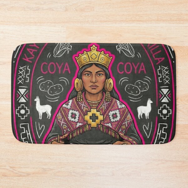 Item preview, Neon illustration of a Coya, an Inca woman weaver designed and sold by HANANTI.