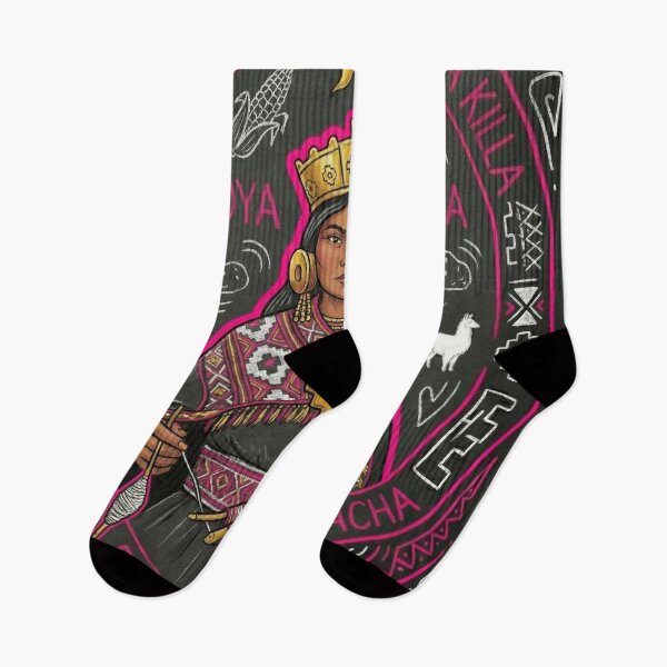 Item preview, Neon illustration of a Coya, an Inca woman weaver designed and sold by HANANTI.