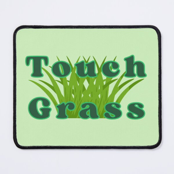 Item preview, Touch Grass Green Text Spring Summer Stickers Prints Posters Wall Art Magnet Home Coffee Cup Decoration TShirt Stationary Notebook Magnet Hat Kitchen Work School Office Redbubble Shop designed and sold by Saritas Boutique Shop.
