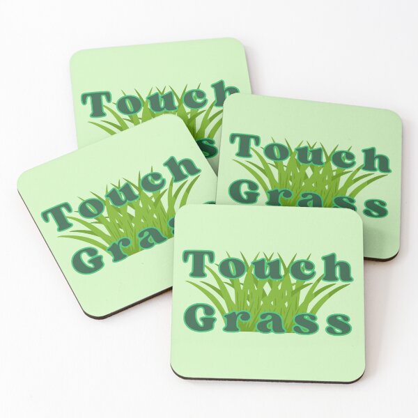 Item preview, Touch Grass Green Text Spring Summer Stickers Prints Posters Wall Art Magnet Home Coffee Cup Decoration TShirt Stationary Notebook Magnet Hat Kitchen Work School Office Redbubble Shop designed and sold by Saritas Boutique Shop.
