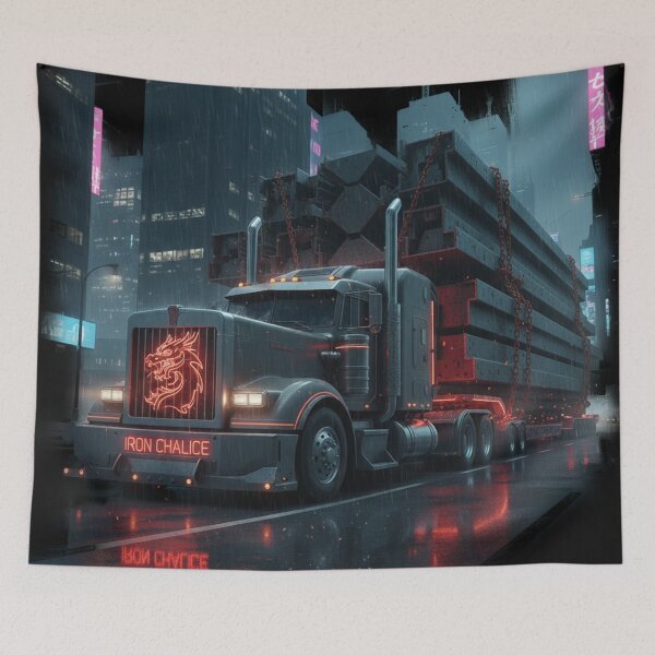 Item preview, Cyberpunk Iron Chalice Heavy Hauler - Futuristic Industrial Cargo Rig designed and sold by BounoWorld.