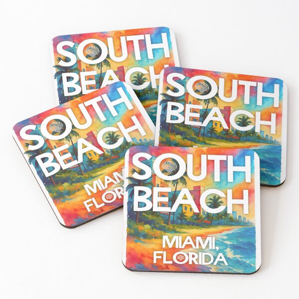 Artikelvorschau, South Beach, Miami, Florida – Aquarell-Strandposter entworfen und verkauft von Sea Gem.