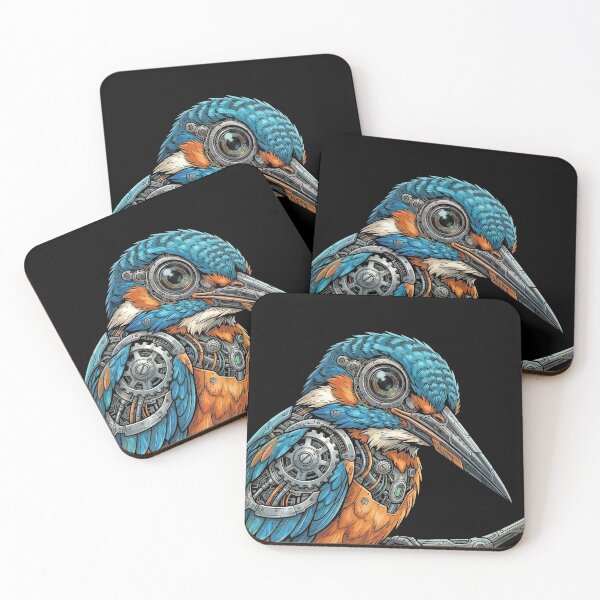 Item preview, Cybernetic Kingfisher – Futuristic Robotic Bird Art designed and sold by dbNIGHT.