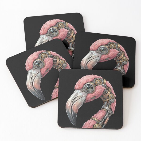 Item preview, Cybernetic Flamingo – Steampunk Robotic Bird Art designed and sold by dbNIGHT.