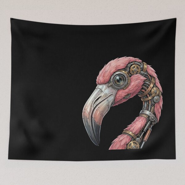 Item preview, Cybernetic Flamingo – Steampunk Robotic Bird Art designed and sold by dbNIGHT.