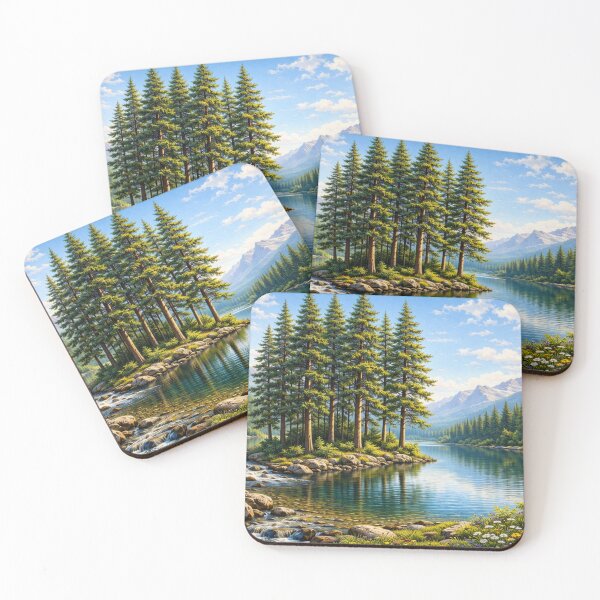 Item preview, Tall Pine Forest by the Lake designed and sold by Myra365Art.