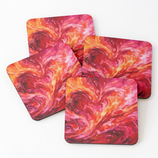 Item preview, Passionate Heart Fluid Art - Vibrant Acrylic Pour Painting in Crimson Red Magenta Gold - Modern Romantic Wall Decor designed and sold by designsbyshella.