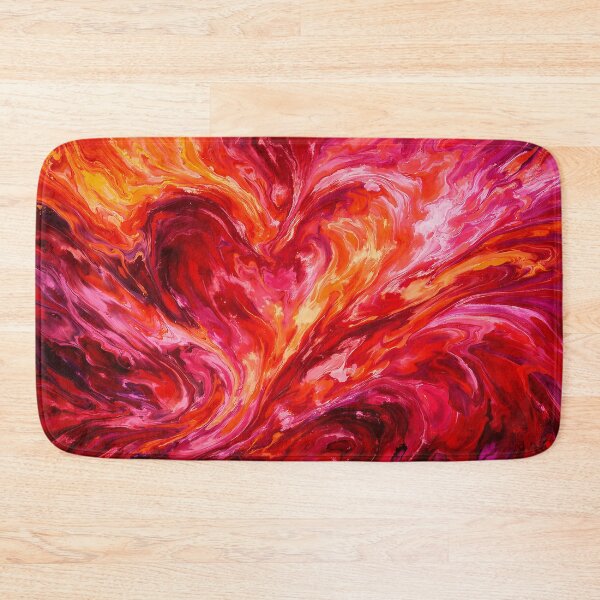 Item preview, Passionate Heart Fluid Art - Vibrant Acrylic Pour Painting in Crimson Red Magenta Gold - Modern Romantic Wall Decor designed and sold by designsbyshella.