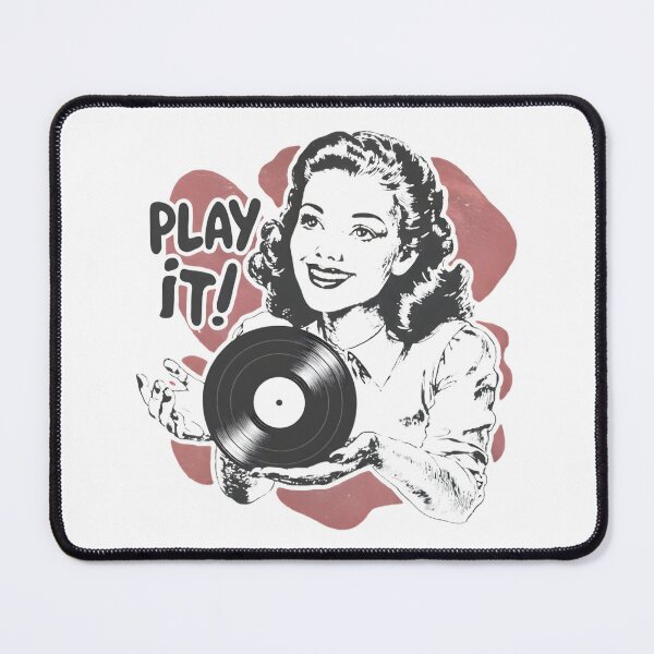 Item preview, Vintage Woman Holding Vinyl — “Play It!” designed and sold by Nacho Average Designs.