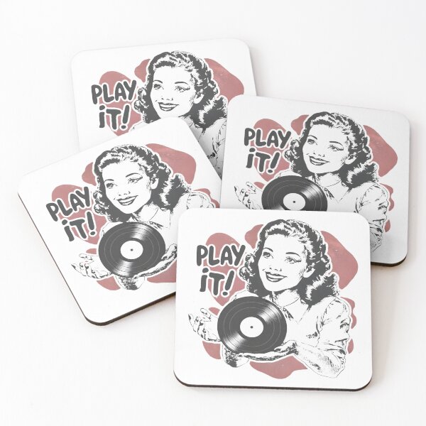 Item preview, Vintage Woman Holding Vinyl — “Play It!” designed and sold by Nacho Average Designs.