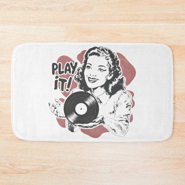 Item preview, Vintage Woman Holding Vinyl — “Play It!” designed and sold by Nacho Average Designs.