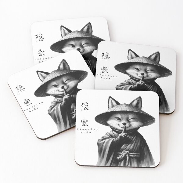 Item preview, Funny Fox "Incognito Mode" Kanji Art - Japanese Meaning designed and sold by Sumi Tech Lab.