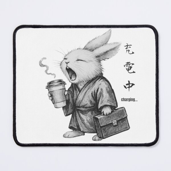 Item preview, Monday Morning Rabbit - Coffee & Kanji designed and sold by Sumi Tech Lab.