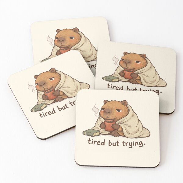 Item preview, Tired But Trying Capybara – Cozy Mental Health design  designed and sold by 97Ts.