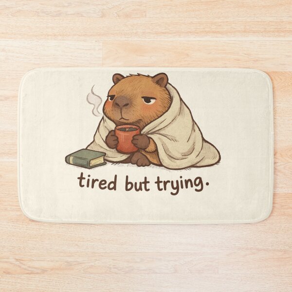 Item preview, Tired But Trying Capybara – Cozy Mental Health design  designed and sold by 97Ts.