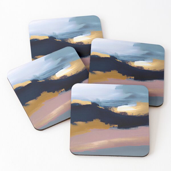 Item preview, Aqua, Pink-Mauve, And Golden Hues Sunset Abstract designed and sold by DEC02.