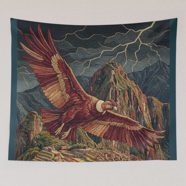 Item preview, Textured Andean Landscape: Condor, Llamas and Inca Ruins designed and sold by HANANTI.