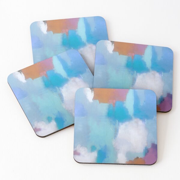 Item preview, Aqua, Blue And Creamy Cotton Clouds Abstract Art designed and sold by DEC02.