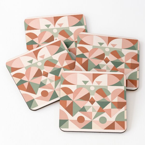 Item preview, Geometric Grid Art - Mid Century Modern Abstract with Blush Pink Sage Green & Terracotta - Scandinavian Graphic Print designed and sold by designsbyshella.
