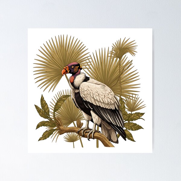 Item preview, King Vulture Perched Among Golden Palm Fronds designed and sold by BirdsnStuff.
