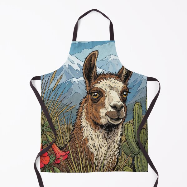 Item preview, Comic-style illustration of a llama in the Andes designed and sold by HANANTI.
