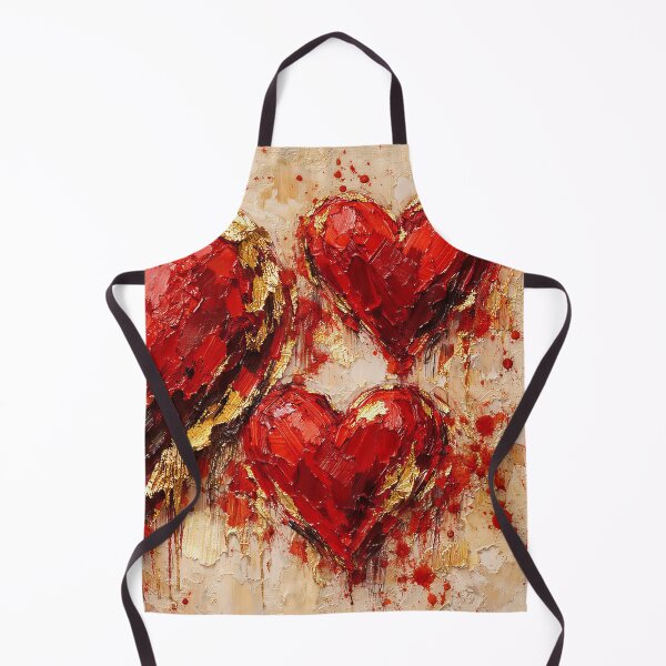 Item preview, Three Hearts Impasto - Textured Crimson & Torn Gold Leaf Painting - Dramatic Luxury Romantic Wall Art designed and sold by designsbyshella.