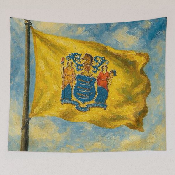 Item preview, New Jersey State Flag designed and sold by TinCatOutPost.