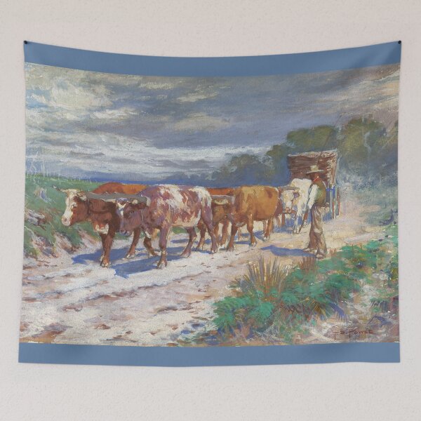 Item preview, Vintage Australian Watercolour - Bullock Team  designed and sold by karwilberevivalcollection.