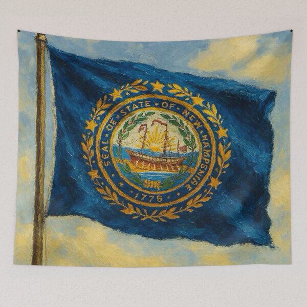 Item preview, New Hampshire State Flag designed and sold by TinCatOutPost.
