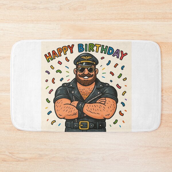 Item preview, Gay Leather Bear Happy Birthday Gay Pride Graphic Design designed and sold by ItsAKinkThing.
