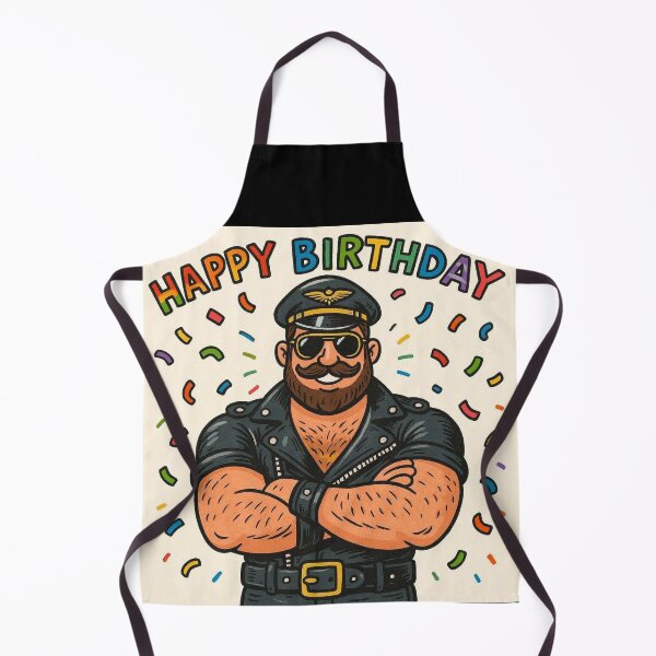 Artikelvorschau, Gay Leather Bear Happy Birthday Gay Pride Grafikdesign entworfen und verkauft von ItsAKinkThing.
