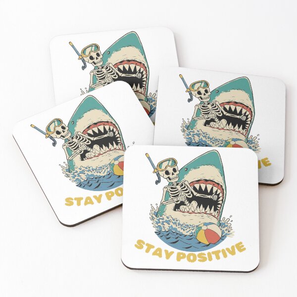 Item preview, Stay Positive - Funny Skeleton Shark Attack designed and sold by STARLIGHTS.