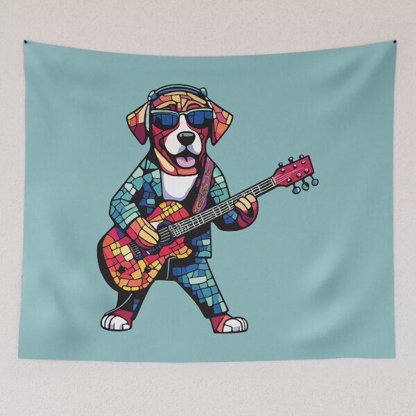 Item preview, musical star dog mosaic designed and sold by designmari.