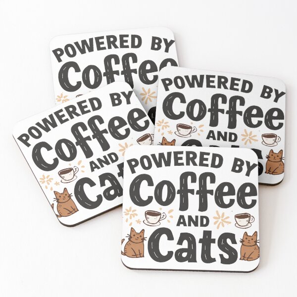 Item preview, Powered by Coffee and Cats – Cute Coffee & Cat Illustration designed and sold by Bubelek.