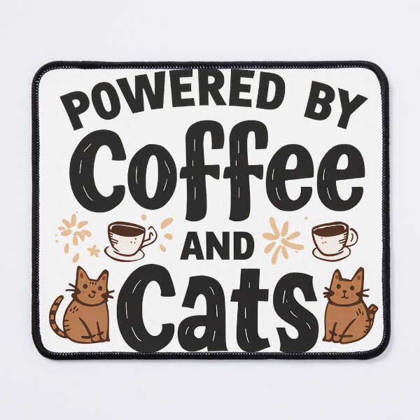 Item preview, Powered by Coffee and Cats – Cute Coffee & Cat Illustration designed and sold by Bubelek.