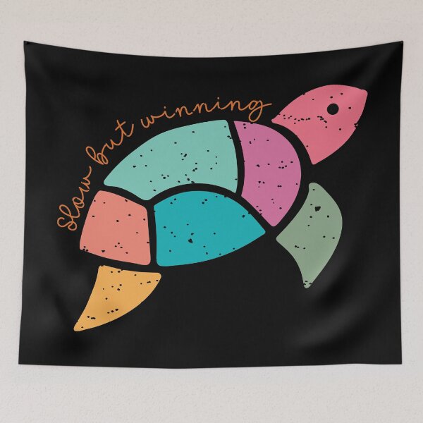 Item preview, Slow But Winning - Colorful Turtle Motivation & Slow Living Quote designed and sold by Verse & Vibes.