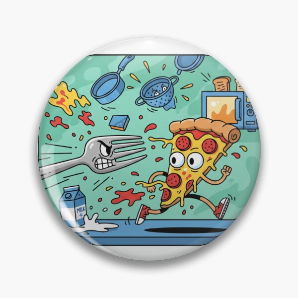 Item preview, Pizza sprinting away from a giant fork designed and sold by mariamabuelfadl.