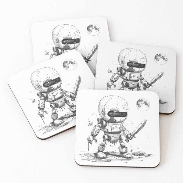 Item preview, Cute Battle Robot with Sword – Post-Apocalyptic Mecha Warrior Drawing designed and sold by inkoutninja.