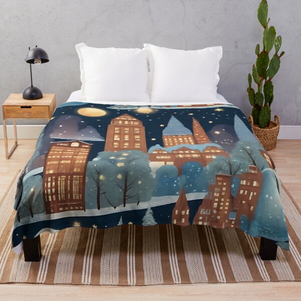 Item preview, Night atmosphere in the city in the middle of winter designed and sold by KiraChie.